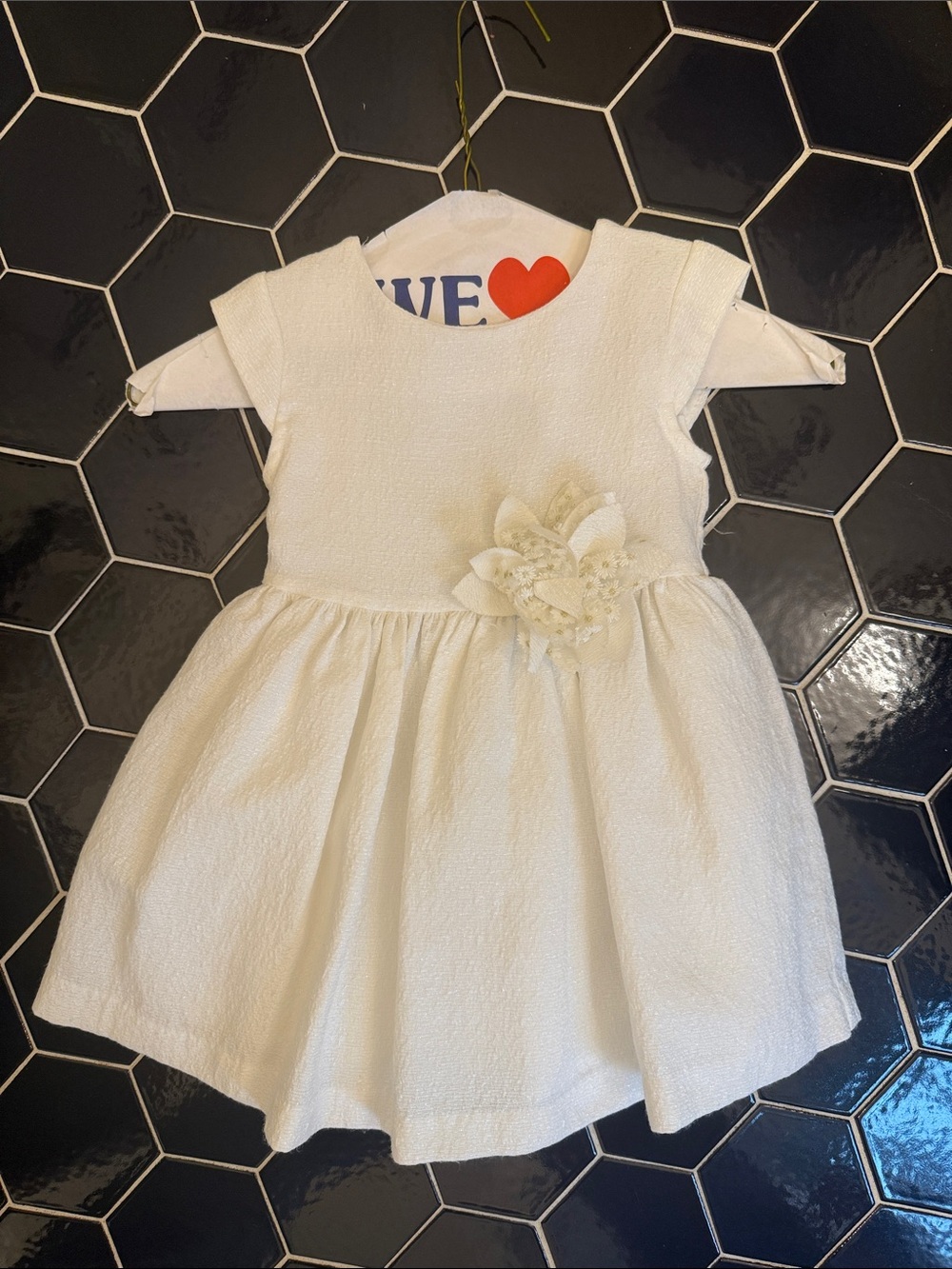 Mayoral Cream Textured Flower Waist Party Dress